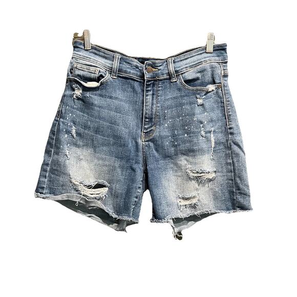 Judy Blue Medium Wash Distressed Women's Cut Off Denim Shorts Size 1XL - Picture 1 of 5